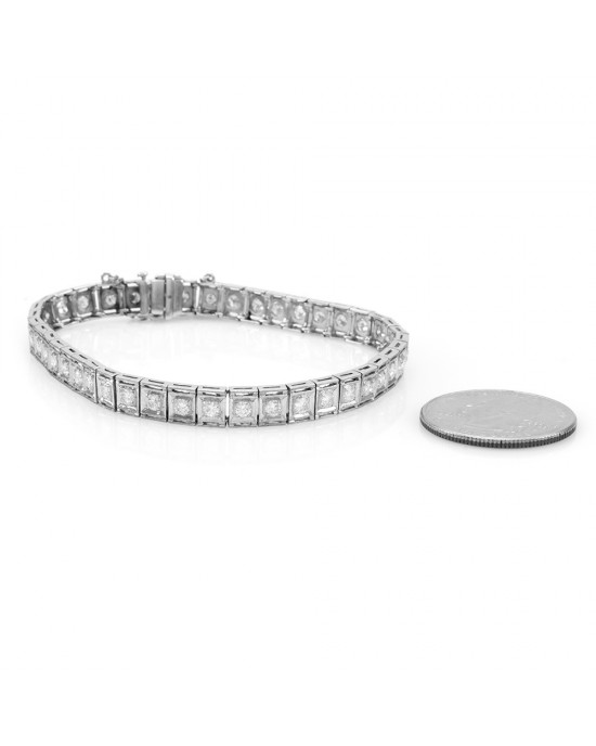 Vintage Diamond Tennis Bracelet w/ Milgrain in Platinum